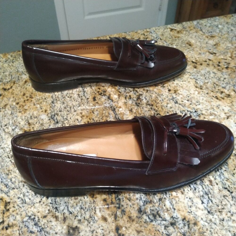 Mezlan Santander Kiltie Tassel Leather Loafer Dress Shoe Burgundy Mens 10.5 EUC - Picture 5 of 13